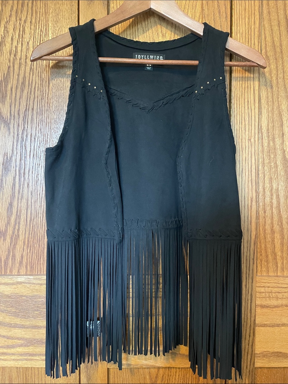 Idyllwind Black Fringe Faux Suede Vest